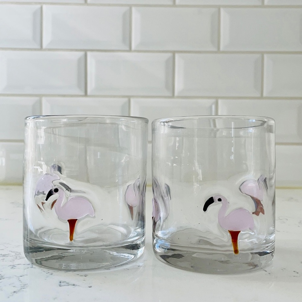 Crate&barrel 🦩Keko Flamingo Old Fashion Glasses - Picture 3 of 12